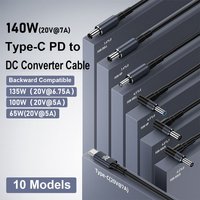 180CM Laptop USB Type C to DC Cable 5.5X2.5mm 20V 7A PD 140W Converter Line Emark Chip Multiple Models for HP/Dell/Asus