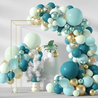 133Pcs Balloons Garland Arch Kit Latex Blue Green Balloons Turquoise Sequined Balloon with Butterfly Birthday Party Supply