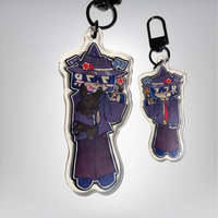 Forsaken Rbl Chance Acrylic Keychain - Chibi Purple Suit Figure Pendant - Black Metal Hook Bag Charm for Backpack & Keys