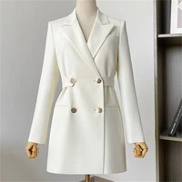 New Office Ladies Blazer Women Suit Jackets Mid Long Solid Autumn Jacket Coats Casual Outerwear Blazer Elegant Lady Chic Tops