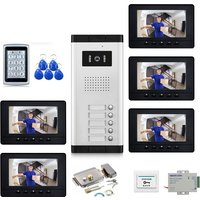 7 Inch Video Door Phone doorbell RFID Access Control and Camera System for 2/3/4/5 Unit multi apartments Intercom