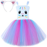 Cakey Cat Gabby Dollhouse Costume for Girls Fancy Tulle Tutu Dress Kids Halloween Birthday Party Cartoon Kitten Princess Dress
