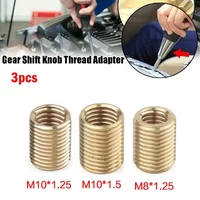 3pcs Gear Shift Knob Head Thread Adapter Nuts Insert Set M10x1.5/M10x1.25/M8x1.25 Gold Aluminum Alloy