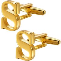 A-Z Initial Cufflink for Men, Classic 18k Gold Silver Black Letter Alphabet Monogram Cuff Links for Wedding Business Party Party
