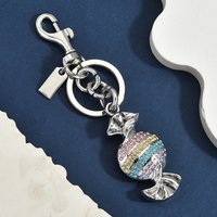 Light Luxury Colored Rhinestone Candy Shaped Car Keychain Sweet and Cool Style Niche Exquisite Bag Pendant Creative Accessories