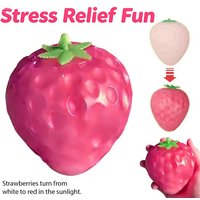 Photochromic Color‑Changing Strawberry Squishy Toy, Light‑Activated Slow‑Rebound Stress Relief Squeeze Toy for Kids & Adults