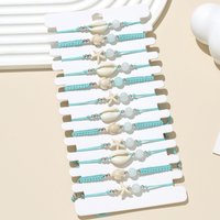 12pcs Shell Starfish Turtle Charms Bracelet Set Braided Rope Bracelet Set Handmade Adjustable Bracelets For Women Jewelry Gifts
