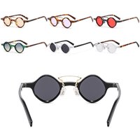 New Hippie Small Round Square Sunglasses Men/Women Retro Steam Punk Glasses Gradient Vintage Driving Shades UV400