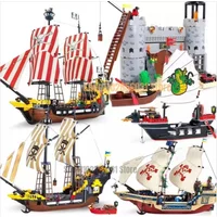 MOC Military Pirate Building Blocks Pirates and Royal Guards Battle Castle Model Educational Bricks Toy for Chlidren Gift