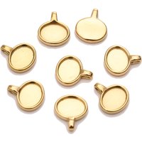 5pcs Gold Plated Cabochon Base Pendants Oval Blank Bezel Trays for DIY Resin Cameo Inlay Stone Jewelry Making Wholesale Supplies