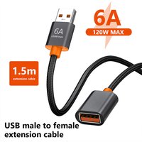 120W 6A USB 3.0 Extension Cable USB A Male To Female Extender Cables For PC Laptop TV Camera Phone Charger High Speed Data Cord