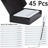 Custom 45pcs Luxury Ballpoint Pen Set with Black Gift Box Retractable Black Ink Laser-Engraved Text, Smooth Writing Pen 10/45pcs