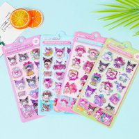 Sanrio Stationery Set Gift Melody 3D Embossed Double Layer Bubble Holographic Sticker for Scrapbook Phone Sticker
