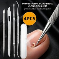 4pcs Stainless Steel Double-Ended Nail Pusher,Durable and Rust-Resistant Cuticle Pusher for Nail Care,Head for Dead Skin Removal