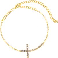 Yupsk Summer Simple Buling Rhinestone Cross Anklet Bracelet for Women Beach Accessories Crystal Chain Anklet Barefoot Jewelry