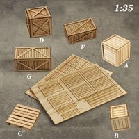 Scale 1:35 Miniature Wooden Box/Tray Bracket Assembly Model Handmake Diy Sand Table Scene Layout Materials Diorama Kit 1Pcs