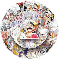 50Pcs One Piece Gear 5 Luffy Nika Sticker Pack, Colorful Sun God Manga Character Decals for Laptop, Water Bottle & Journal DIY