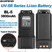 BL-5 Baofeng UV-5R Series Walkie Talkie Large Capacity Li-ion Battery 3800mAh Type-C For UV5R UV-5RT BF-F8HP F8+ Two Way Radios