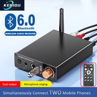Bluetooth6.0-Empfänger, Stereo, niedrige Latenz, kabelloser Audio-Adapter, verlustfreier Audio-Empfänger, AUX, 3,5 mm RCA/U-Disk/6,5 mm, Mikrofonverstärker