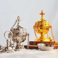 Orthodox Censer Thurible with 12 Bells 4 Chains Gold Silver Metal Hanging Incense Burner for Church Altar Christian Gift