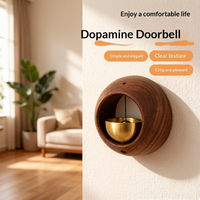 Wooden Magnetic Entrance Door Bell 1Pc Black Walnut Round Bell Hanging Wind Chimes Decor Opening Reminder Chime for Home