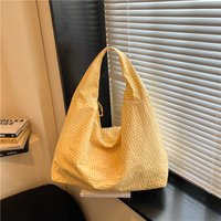 Corduroy Plaid Casual Bag, Large Capacity with Inner Pocket Work & Outdoor Travel