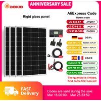 Dokio Waterproof Rigid Monocrystalline Solar Panel Kit (100W/200W/400W) with Controller - for Home & 12V Car Battery Charging