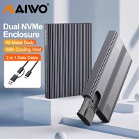 MAIWO 10Gbps SSD NVMe M.2 Case Support Dual Bay M2 PCIe NVMe SSD Disk USB3.1 GEN2 10Gbps with UASP Trim 16TB Tool Free Enclosure