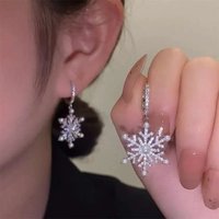 Sparking Snowflake Earrings For Women Shiny Zircon Imitation Pearl Firework Exquisite Earring Christmas New Year Party Jewelry