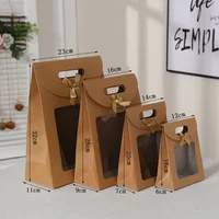 12/24 Stück tragbare Geschenktüten aus Kraftpapier, PVC, durchsichtige Fensterverpackungsbeutel für kleine Unternehmen, Geburtstag, Weihnachten, Gesch