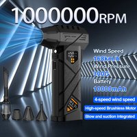 Super 240W Luftgebläse, Hochleistungs-Turbolüfter, Elektrisches Luftgebläse, 1.000.000 U/min, Wiederaufladbares Kabelloses Gebläse, Windgeschwindigkeit 168 km/h, Bürstenloser Motor, für PC,