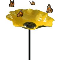 Metal Flower Garden Stake Flower Shaped Bees Water Feeder Butterfly Bees Bath Bowl for Outdoor Lawn Landscape Decoration