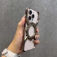 HOCE Cool Metal Aluminum Alloy Magnetic Case For iPhone 13 14 15 16 17 Pro Max 17 Air Invisible Bracket Rimless Shockproof Cover