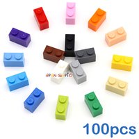 100pcs Thick 1x2 DIY Building Blocks Figures Bricks Dot Educational Creative Size Compatible With 3004 Plastic Toys for Children