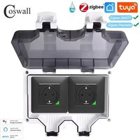 Coswall Tuya Zigbee / WIFI IP66 Waterproof EU FR UK Universal Socket Timer Switch Programmable With Power Monitoring Function image 4