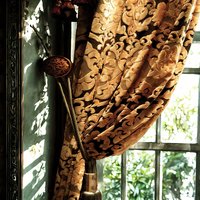 Window Jacquard Curtains 3D Blackout Modern Living Room Terrace Bedroom Window Drapes on Hooks for Decor Gold Blackout Curtains