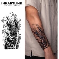 Koi Fish temporary tattoo sticker, waterproof magic tattoo, lasts to 15 days fake tattoo, semi permanent tattoo