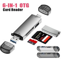 6 In 1 Type C SD TF Card Reader Micro USB Flash Drive Adapter 5Gbps High Speed Transfer Multifunctional Card Reader For Laptop
