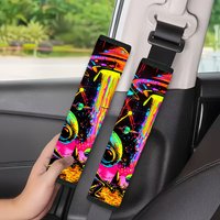 Soft Car Seatbelt Shoulder Pads with Alien and Spaceship Patterns, Suitable for All Car Models, Made of Sponge Material.