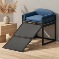 Bedside Pet Companion Chair Sturdy Metal Frame Dog Steps Bed Elevated Dog Bed with Ramp All Seasons for Small Dogs, Bedroom