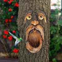 Creative Tree Face Bird Feeder Tree Decorations Outdoor for Garden Yard Fairy Lawn Home Farm Birds Feeding Ornament Decoration