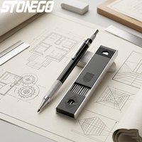2mm Mechanical Pencil Set 2B Leads Included Drafting Drawing Stationery Metal Lead Holder 12 Refills