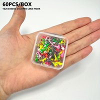 20/60pcs Colorful Lead Head Weighing Fishing Hooks-1g/0.035oz, Suitable for Soft Bait Gripper Head Lure Hooks