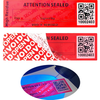 Red Tamper Proof Security Label, QR Code Warranty Void Seal Sticker with Serial Number & UV Security Feature
