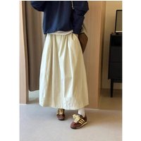 Retro Japanese Style Workwear High Waist Loose A-Line Midi Skirt for Women Hip Concealing Pear Body Shape Summer New Arrival