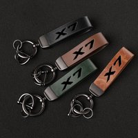 Luxury Genuine Leather Keychain Car Key Ring Holder Jewelry Custom Gift For BMW X7 car Accessories