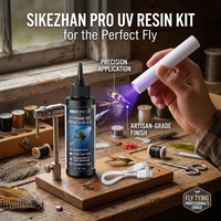 Pro Crystal Clear UV Resin for Fly Tying - Hard Tack-Free Glue & Flashlight Set - Ultimate Instant Finish for Fishing Baits