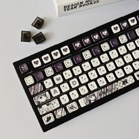 Black and white lady keycaps wooting personality four-sided translucent keycaps customized 61 68 75 87 98 104 108keys