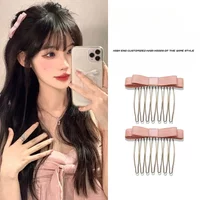 Pink Bow Princess Comb Clip Women Hair Accessories Bangs Clip Hairpins Back Head Headdress Broken Hair Finishing Tools Hair Clip