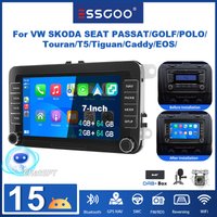 ESSGOO Android 15 7-Zoll VW Autoradio mit Wireless Carplay und Android Auto, 4GB RAM 64GB ROM Plug-and-Play Autoradio GPS WLAN Bluetooth, voll kompatibel mit VW-Modellen wie Golf 5/6/7, Polo, Passat